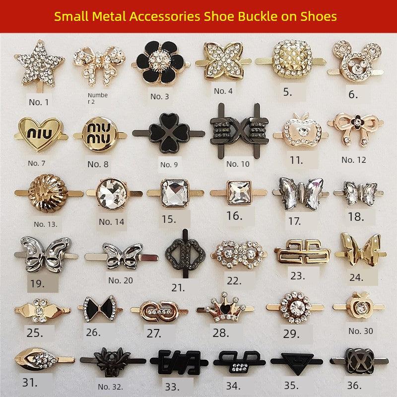 Men's and Women's Accessories Metal Rhinestone Side Buckle Leather Shoes