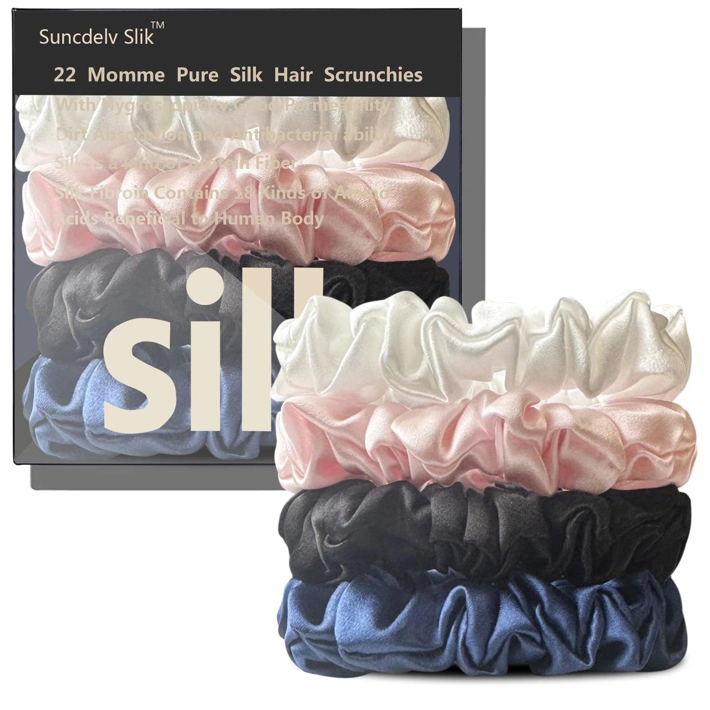 Anti Slip Silk Hair Scrunchie Handmade 100% Pure Mulberry Sillk Hairbands Women Girl Hair Accessories Pure Color Natural HairTie