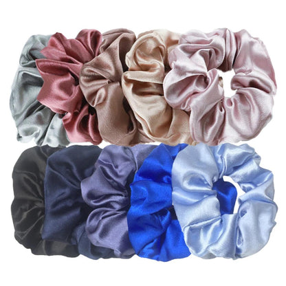 10/5pcs/lot Accessoires Women Girls Silky Satin Hair Scrunchies Solid Elastic Elegant Rubber Band Headwear Holder Scrunchy Black