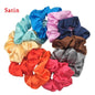 25/10//6pcs Satin Scrunchies Girls Elastic Hair Band Ponytail Holder Ties Rubber Bands Fashion Women Accessories Solid Scrunchy