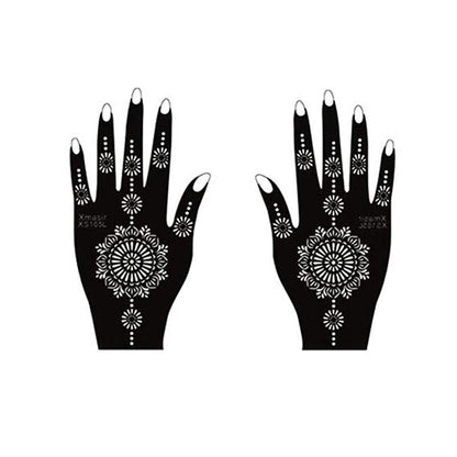 1 Pair Professional Henna Stencil Temporary Hand Tattoo Body Art Sticker Indian Glitter Airbrush Tattoo Templates for Wedding