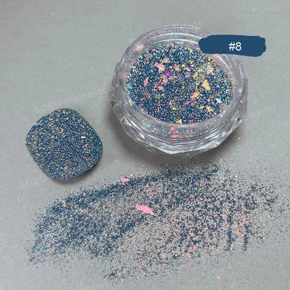 1Jar Aurora Broken Diamond Nail Powder Holographic Iridescent Aurora Powder Mermaid Pigment Glitter Nail Art Chameleon Powder