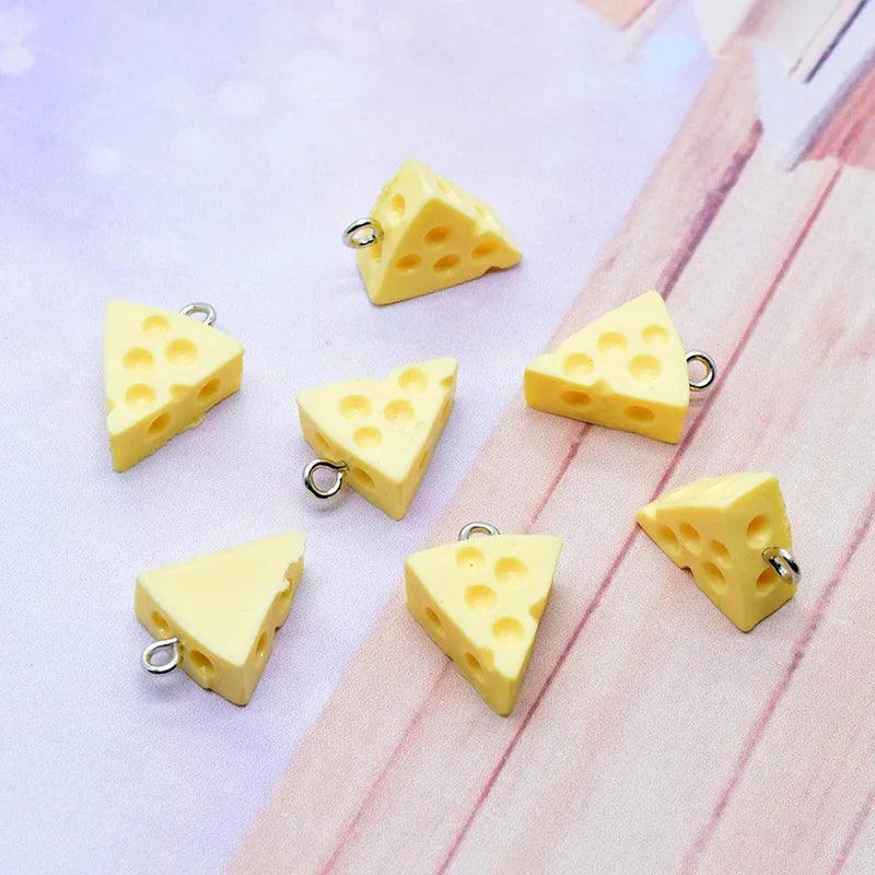 10pcs Kawaii Mini Triangle Cheese Resin Charms INS Yellow Food Pendant For Earring Keychain Decor Diy Jewelry Making