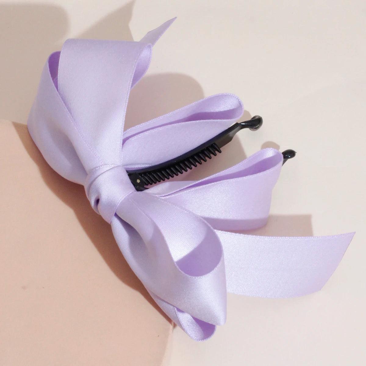 Lystrfac New Banana Clip Bow Hair Clips for Women Girls Back Head Double Layer Hairpin Horsetail clip Fashion Hair Accessories