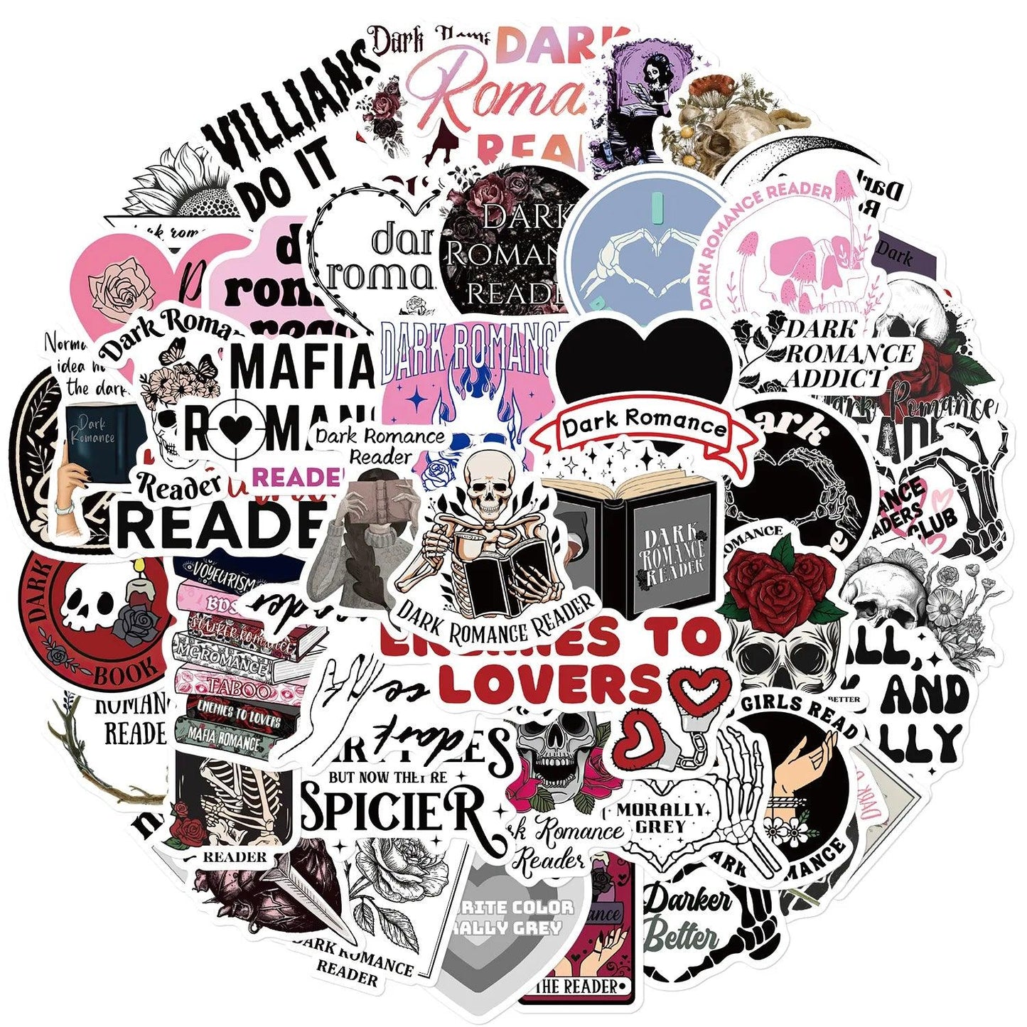 50PCS Dark Romance Scrapbook Stickers DIY Diary Laptop Luggage Skateboard Graffiti Decal Fun Stylish Classic Toys