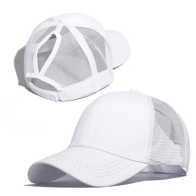 Ponytail Baseball Cap Summer Women  Adjustable Simple Fashionable Solid Colors Messy Hat Casual Cotton Girl Snapback Mesh Cap