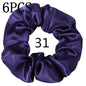 6pcs/lot Hair Scrunchies Bands Scrunchy Ties Ropes Ponytail Holder for Women or Girls Accessories Satin Headwear Solid Color Set