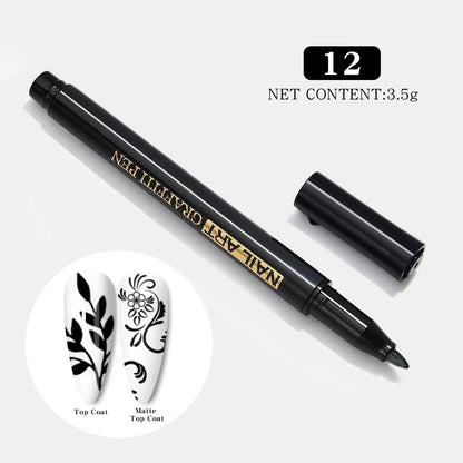 Nail Art Drawing Graffiti Pen Waterproof Painting Liner Brush DIY 3D Abstract Lines Fine Details Flower Leaf Nail Manicure Tools