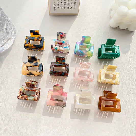 Muweordy Fashion Acetate Hollow Square Hair Claws Crab Hair Clips Marble Print Ponytail Shark Clip Barrettes Hair Accessories