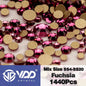 VDD 1440Pcs SS4-SS20 Mix Size Clear Crystal Non HotFix Gold Flatback Rhinestones Glitter Stones Nail Art DIY Crafts Decorations