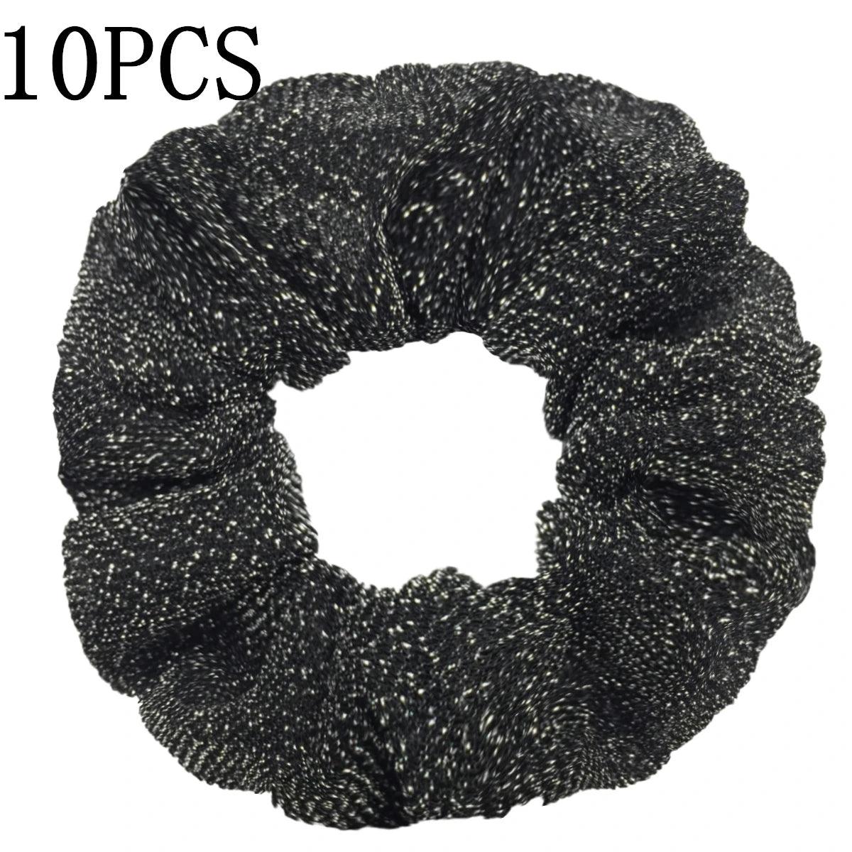 10pc Girls Sparkly Sequins Scrunchies for Hair Eleastic Scrunchy Ties Ropes Ponytail Holders Rubber Bands Shinny Bling for Women