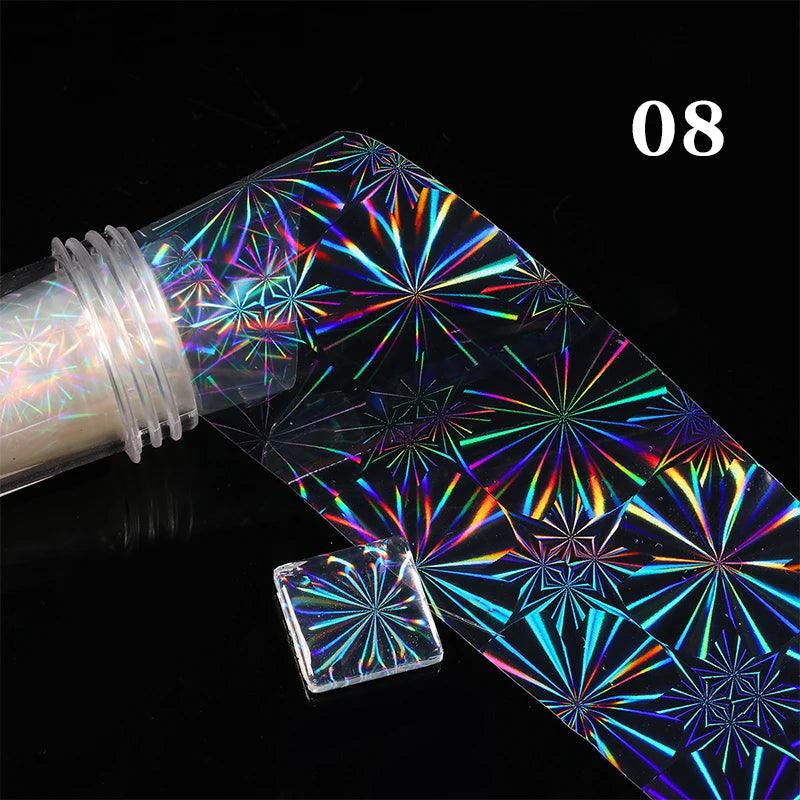 Aurora Chrome Nail Foil Mirror Effect Nail Pigment Irridescent Glitter Heart Marble Foil Sticker Decoration Manicure Wraps