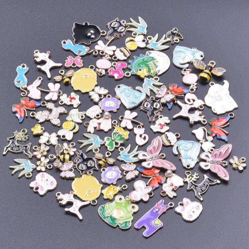 New Kawaii 10PCS/Lot Bulk Random Mix 4 Color Dripping Oil Alloy Pendant Enamel Charms For Jewelry Women DIY Handmade Accessories