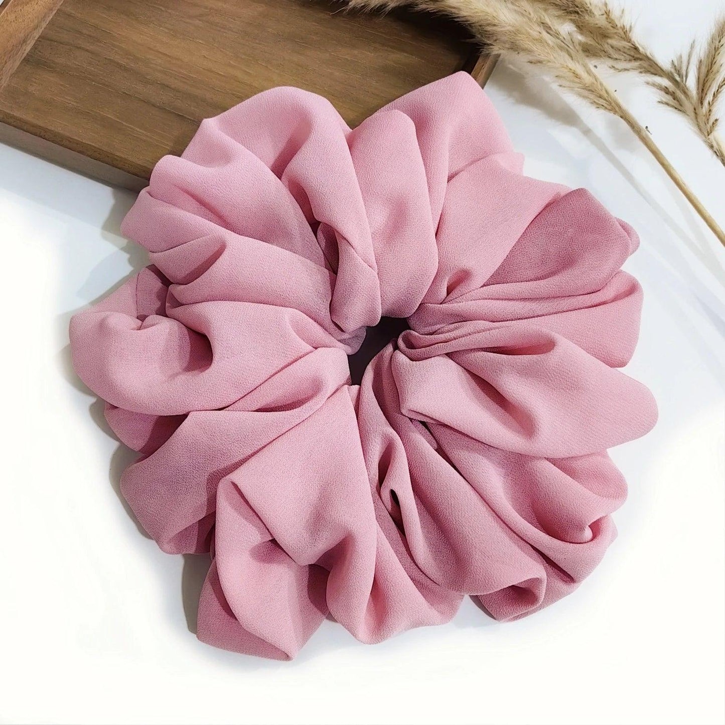 Big Size Chiffon Scrunchies For Muslim Women Custom Elastic Volumizing Oversized Neat stitching Malaysian Bunch Hair Tie