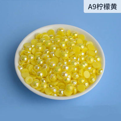 3mm-12mm Mix Size Half Round AB Pearl plastic Non Hotfix Flat Back Glitters For DIY Nail Craft Decoration