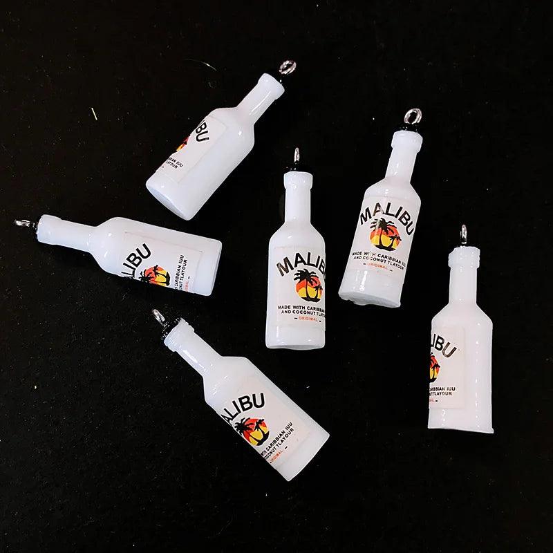 10pcs Popular Mini Coconut Bottle Resin Charms Kawaii Drink Cups Pendant For Earring Keychain DIY Jewelry Make W05