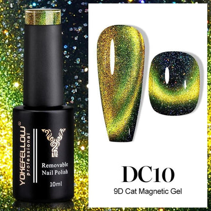 YOKEFELLOW 2024 New Dreamland Cat Eye Gel Nail Polish 10ml Dual Gloss Dreamland Color Soak Off Cat Magnetic UV Gel Varnish DIY