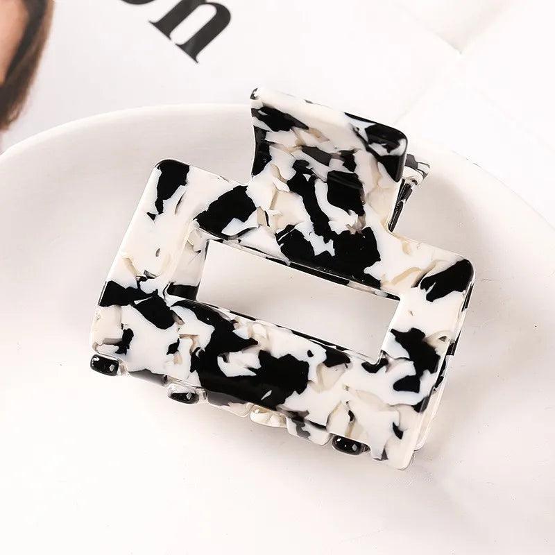 Women Hair Accessories Fashion Hollow Out Rectangle Acetate Hair Claws Colourful Plaid Ponytail Acetic Claw Clips For Girls