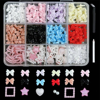 Nail Decoration Set with 1 Boxes 240Pcs Nail Art 3D Rhinestones Big Mix Sizes 3D Crystal Diamonds Metal Charms Gems Stones ,M(1)