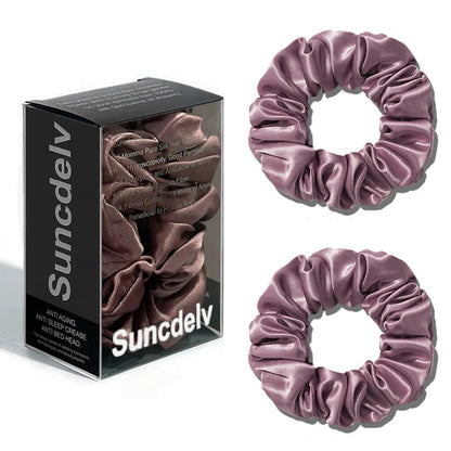 2PCS 100% Natural Silk Solid Color Hair Ties High Quality Hair Scrunchies Women Big Hairbands Hair Accessories Non-slip 22Momme