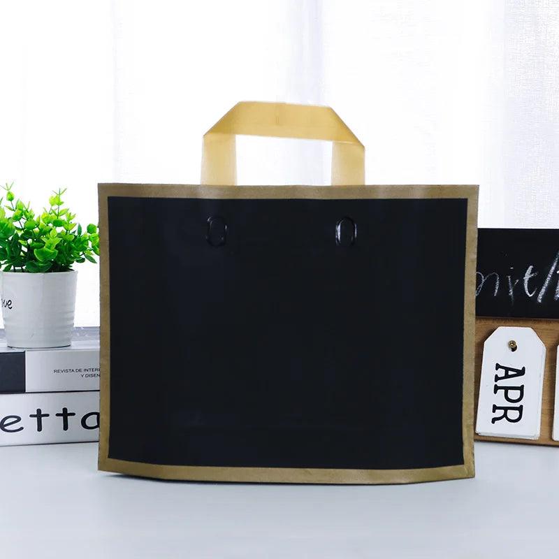 50pcs custom logo gold edge frosted shopping bags plastic gift bags clothing packaging bags design printed monochrome logo