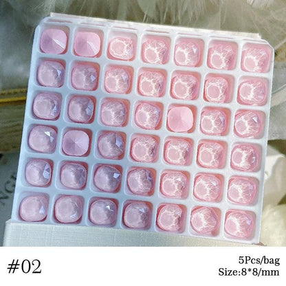 1Bag 3D Heart Nail Rhinestones Water ripple flat bottom love Charms Crystal Nail Art Decorations Gem Kawaii Resin Nails Gems