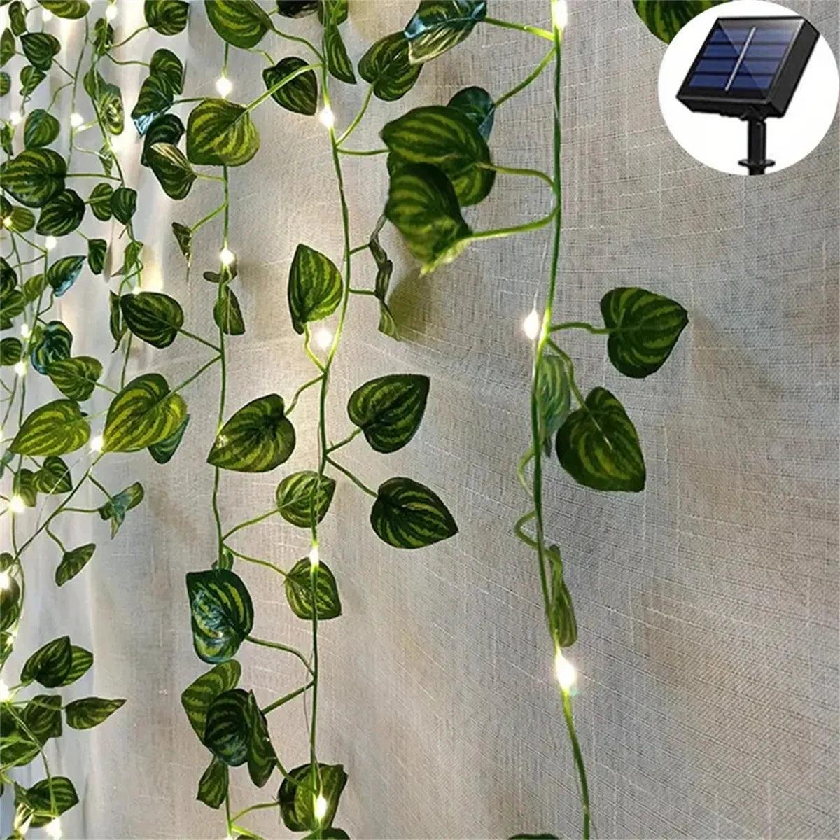 2M 20 LED Solar Green Leaf String Light Garden Lights New Year Decorations String Lamp Wedding Thanksgiving Christmas Decoration - HighGloss Shop