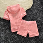 Sets for Women 2 Pieces Velvet Tracksuit 2024 Summer Women's Short Sleeve Top and Short Sets