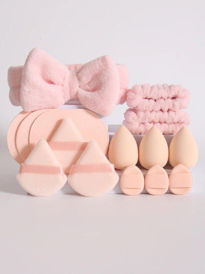 15 件套 Cosmetic Puff Makeup Sponge Blender Beauty Egg Foundation Sponges Puff Wash Face Headband Wristband Make up Accessories