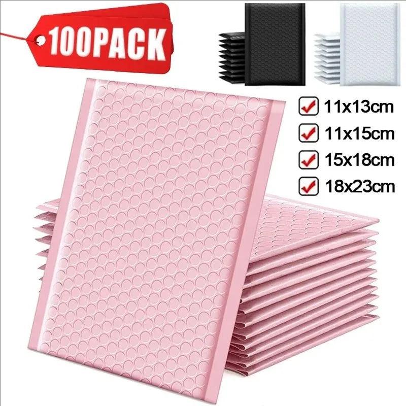 100-10 Pcs Black Pink Bubble Packaging Envelopes Mailing Poly White Envelope for Shipping Self Seal Bubble Bag Padding Wholesale