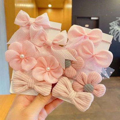 1Set Big Bow Flower Elastic Hairbands Children Girls Sweet Hair Ties Fashion Headbands Hair Accessories Rubber Band For Kid