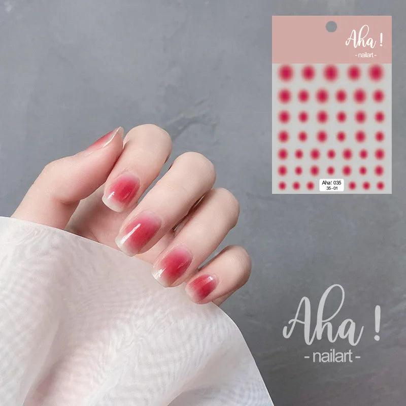 Small Nail Sticker 3D Decal Valentines Day Korean Gradient Candy Colors Press on Nails Art Designer Japanese Tips Stickers