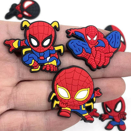 Miniso Spider-Man Shoe Charms Set For Clog Sandals Cute Sports Style Pvc Drip Molding Hole Shoes Accessories Party Gifts