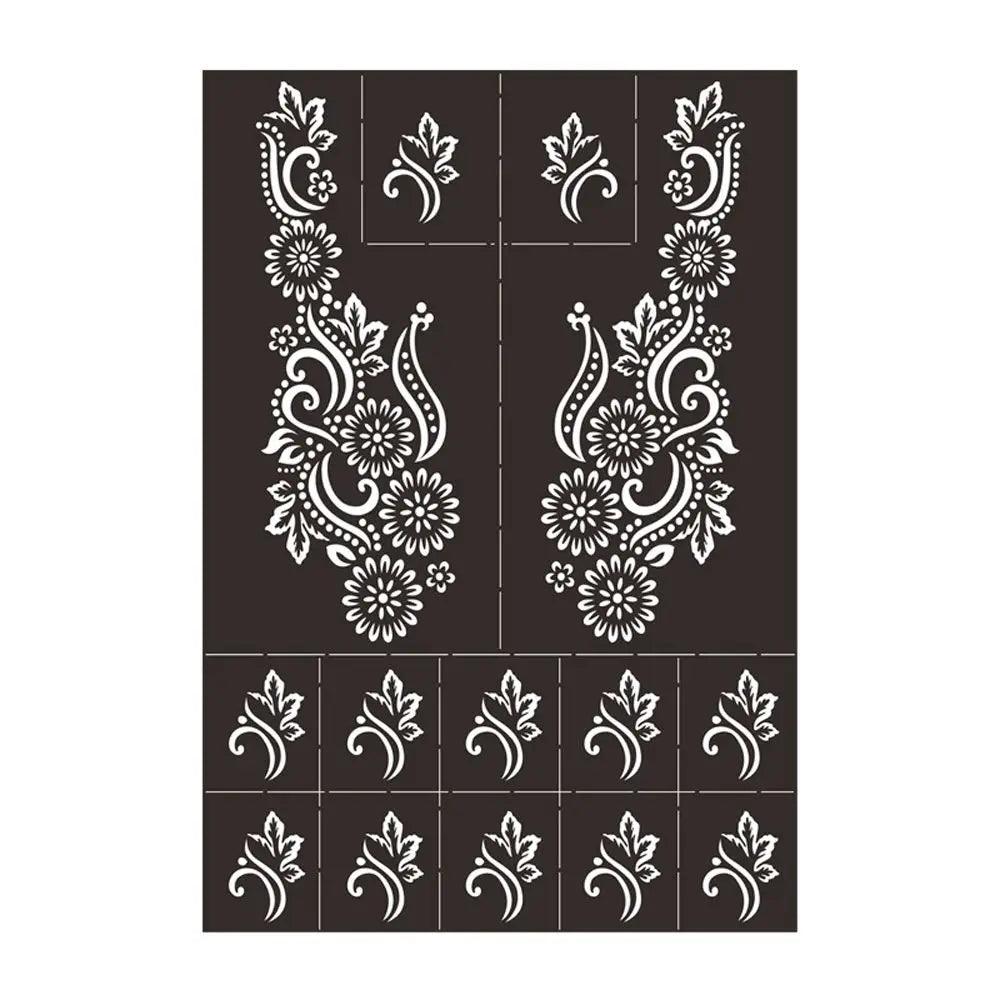 Professional Henna Stencil Temporary Hand Tattoo Body Art Sticker Template Wedding Tool India Flower Tattoo Stencil