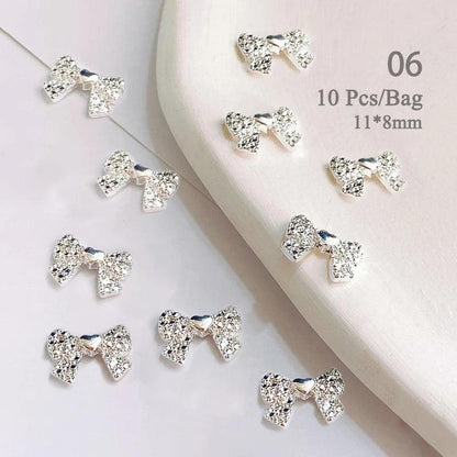 Butterfly Shaped Gold Silver Nail Charms Metal Alloy 3D Nail Rivets Gems Decoration Manicure Jewelry Accessories Nail Supplies