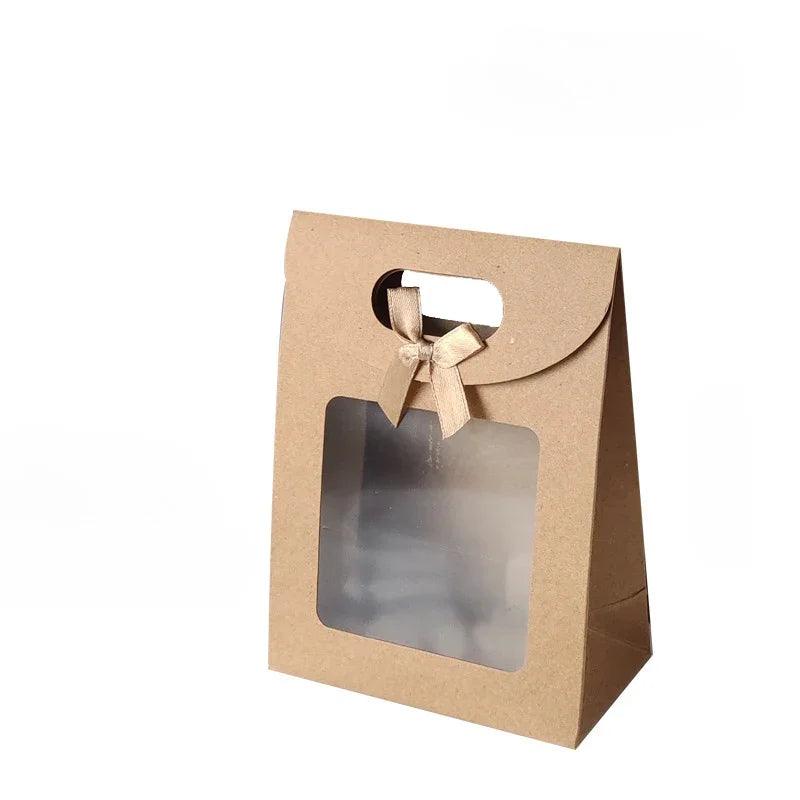 5/10/20pcs Transparent Window Gift Bags For Wedding Birthday Home Party White Black Packaging Box Baking Takeaway Bag