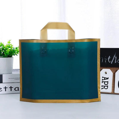 50pcs custom logo gold edge frosted shopping bags plastic gift bags clothing packaging bags design printed monochrome logo