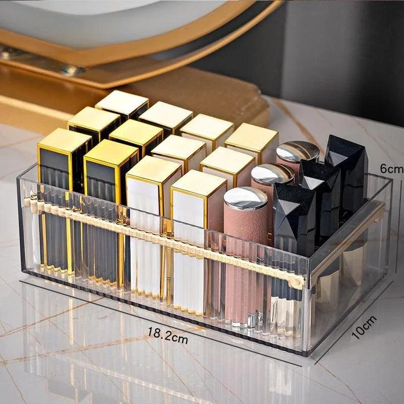 18-grids Luxury Lipstick Storage Box Transparent Portable Makeup Holder Plastic High-capacity Cosmetics Case Desktop Organizer