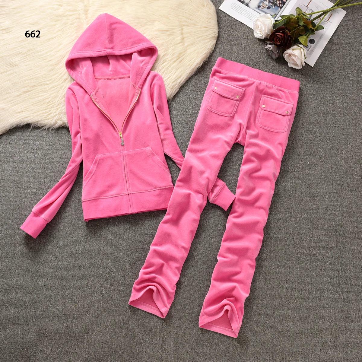 Y2K Velvet Tracksuit New Women Clothing 2 Piece sets Autumn Women's Couture Elegant Hoodies Sweatshirt and Casual Pants Set