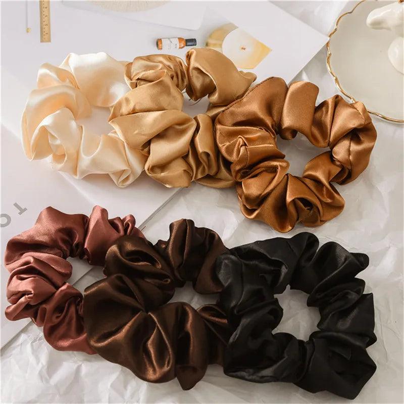 2pcs 100% Mulberry Silk Large Scrunchies Ropes Hair Bands Ties Gum Elastics Ponytail Holders for Women Girls 16 Momme 10CM