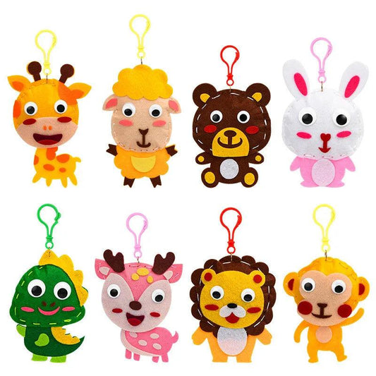 Children DIY Sewing Toys Cartoon Animal Keychain Montessori Arts Crafts Handmade Kits Creativity Early Educational Girls Gift