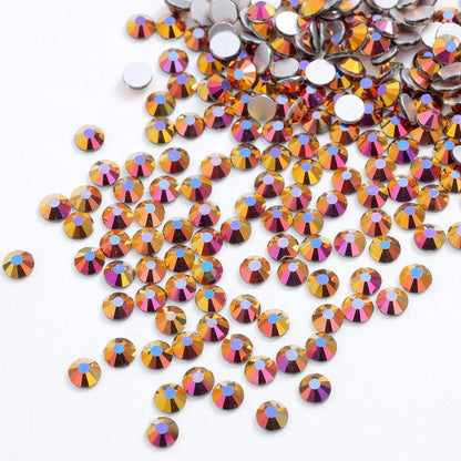 SS4-30 Fantasy Gold Glass Nail Art Decorations Glitter Flatback Rhinestone Non HotFix Glue on 3D Crystal Wedding Dress Gems Top