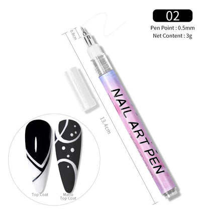 Nail Art Drawing Graffiti Pen Waterproof Painting Liner Brush DIY 3D Abstract Lines Fine Details Flower Leaf Nail Manicure Tools