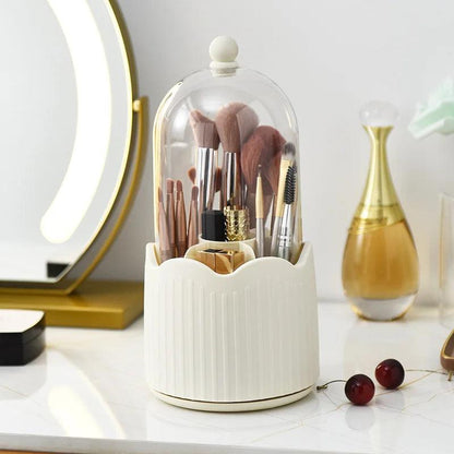 Makeup Brush Holder with Lid 360 Rotating Makeup Brush Holder Organizer for Vanity Desktop Countertop Dresser Table