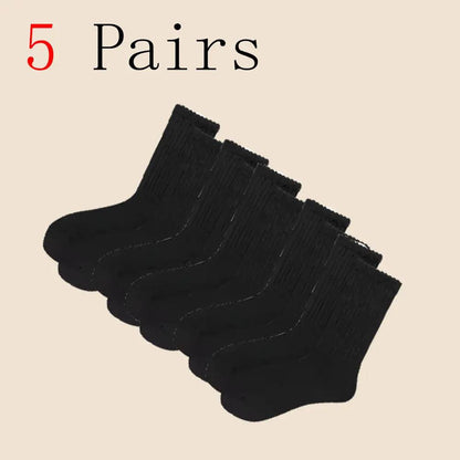 3 Pairs Women White Stacked Socks Simple Fashionable Versatile Socks Antibacterial Comfortable Lightweight Soft Mid Length Socks