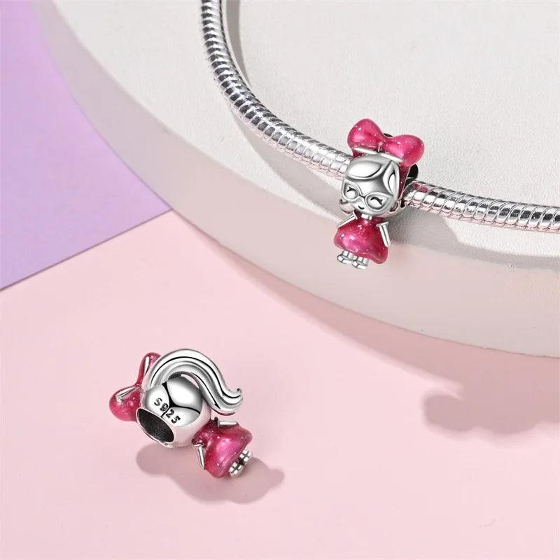 Hot sale % 100 925 sterling silver Barbie series pendant suitable for original 925 sterling silver women's bracelet DIY jewelry