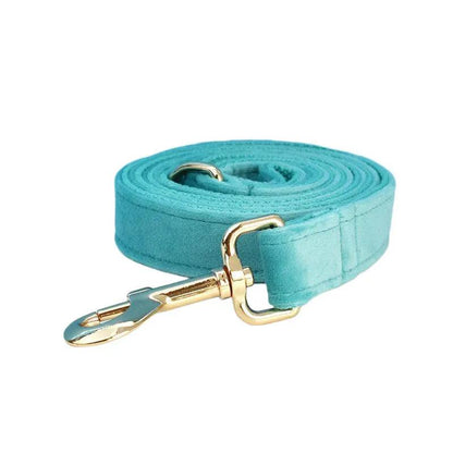 Turquoise Stone Velvet Dog Collar And Leash Set For Dogs Custom Engraved Nameplate Pet Supplies Dog Leash Velvet 40