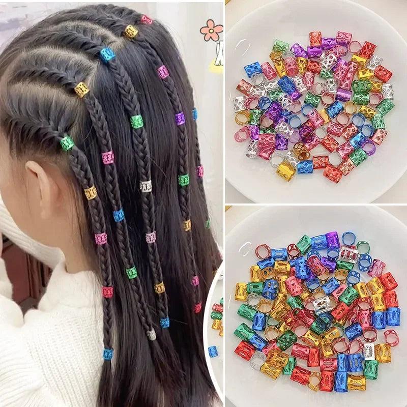 50pcs/set Hair Styling Tools Personalized Ponytail Braided Hair Ring Hip-hop Headdress Women Dirty Braid Beading DIY Accessories