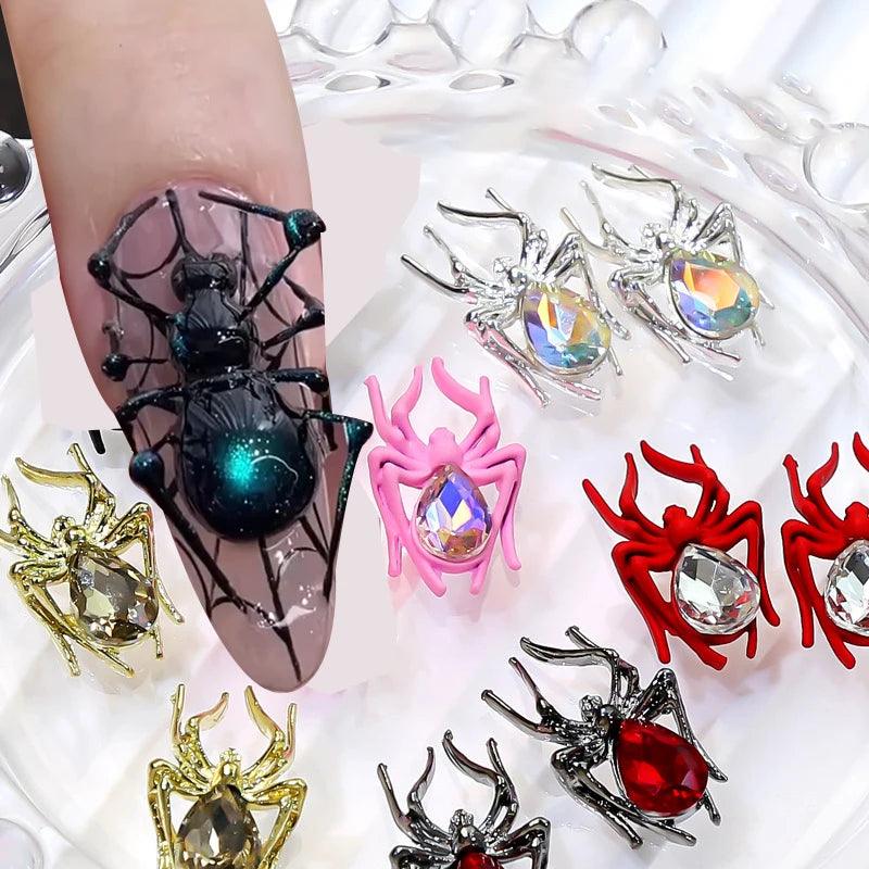 Big Spider Halloween Nail Art Punk Spider Shaped Crystal Rhinestones Halloween Nail Art Jewelry Gems for Manicure Decoration