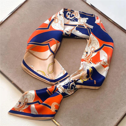 2023 New Luxury Brand Skinny Neckerchief Scarf For Women Satin Silk Ribbons Bandana Ladies Neck Tie Wrist Wrap Shawl Echarpe